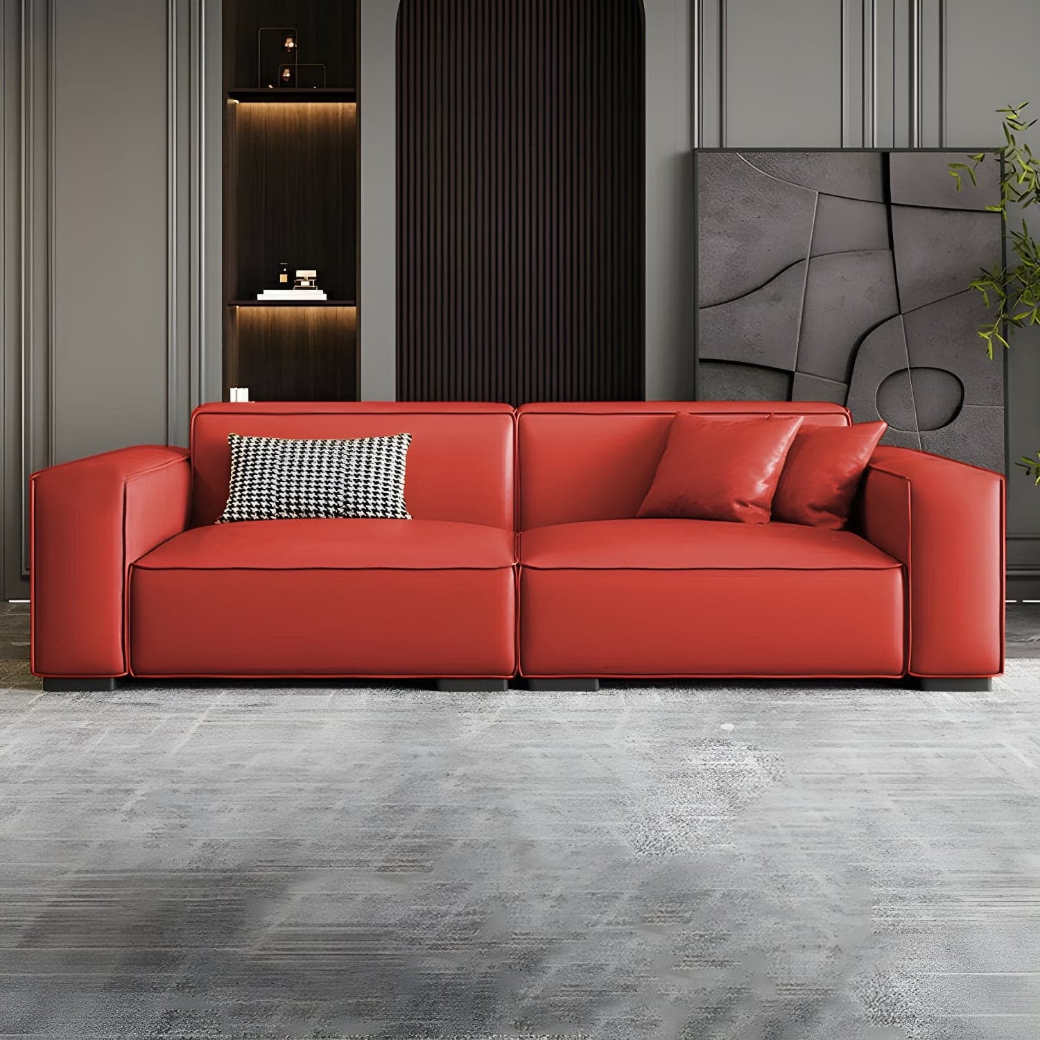 Extra Long Modern Wood Sofa with Stain Resistant Fabric and Seat for 5 People thumbnail 14