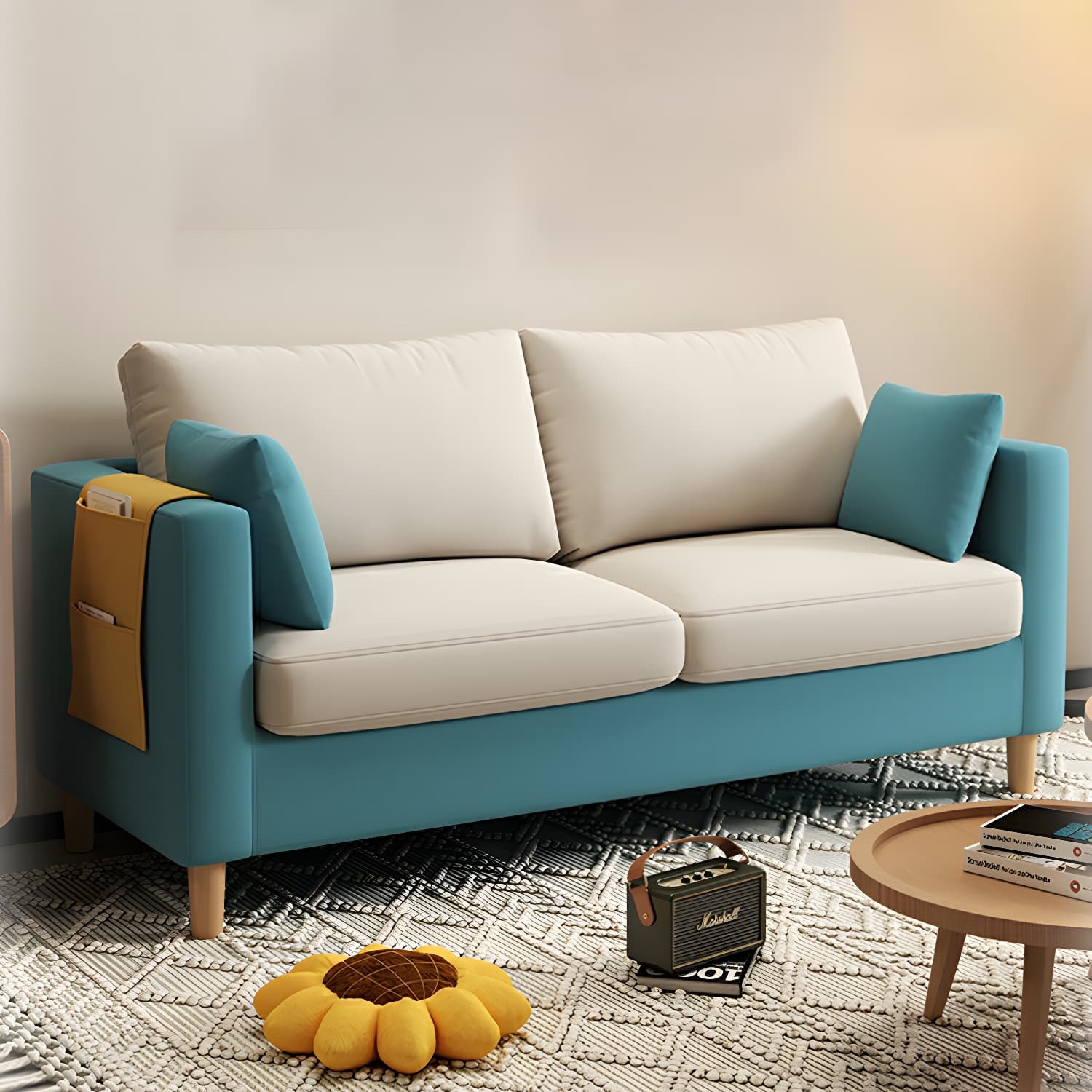 Contemporary Square Arm Loveseat with Machine Washable Cover and Pillows thumbnail 17