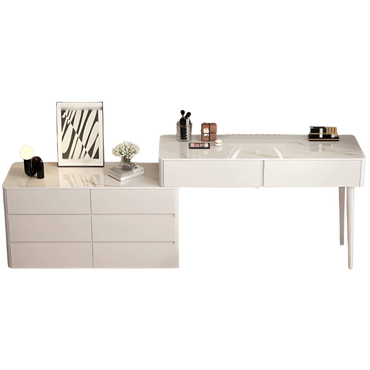 Modern Wood Makeup Vanity with Soft Close Drawer Glides & 2 Drawers thumbnail 7