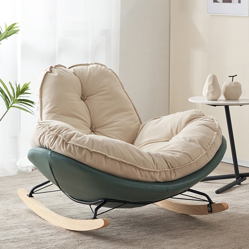 Modern Upholstered Rocking Chair - Small Height, Strongly Built Supporting 398lbs+ Weight thumbnail 10