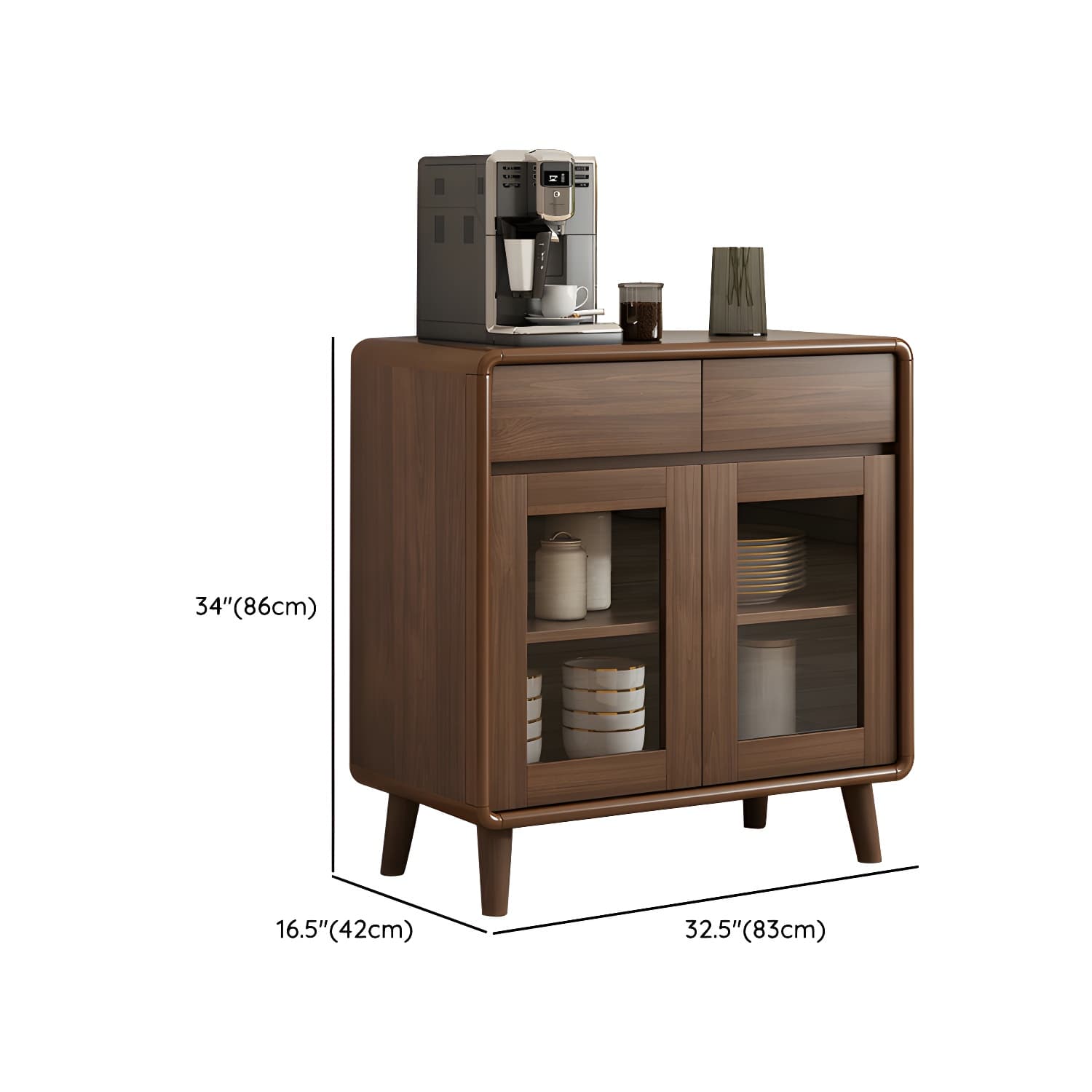 Modern Brown Wood Sideboard with Cabinets and Drawers - Stylish and Functional Buffet for Storage thumbnail 12