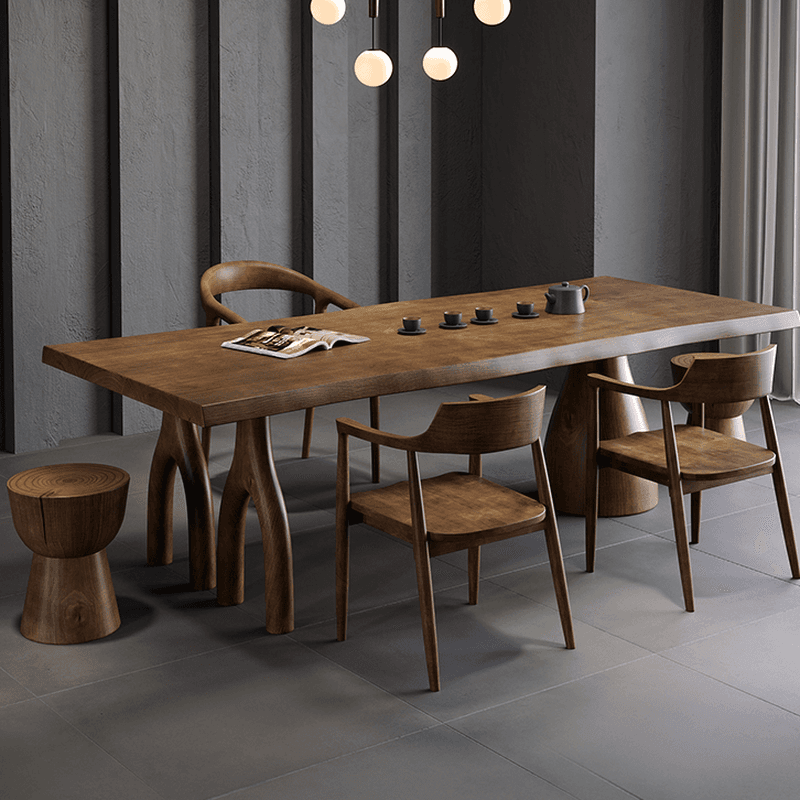 Amber Wood Pine Wood 3-Legged Dining Table Set thumbnail 2