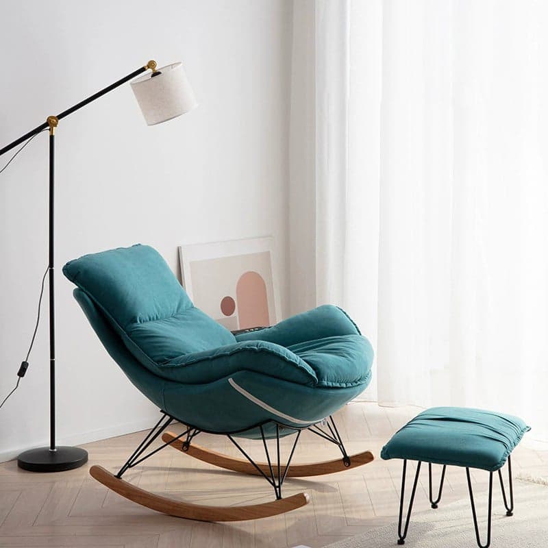 Modern Upholstered Rocking Chair Set with Slipcover and Ottoman thumbnail 1
