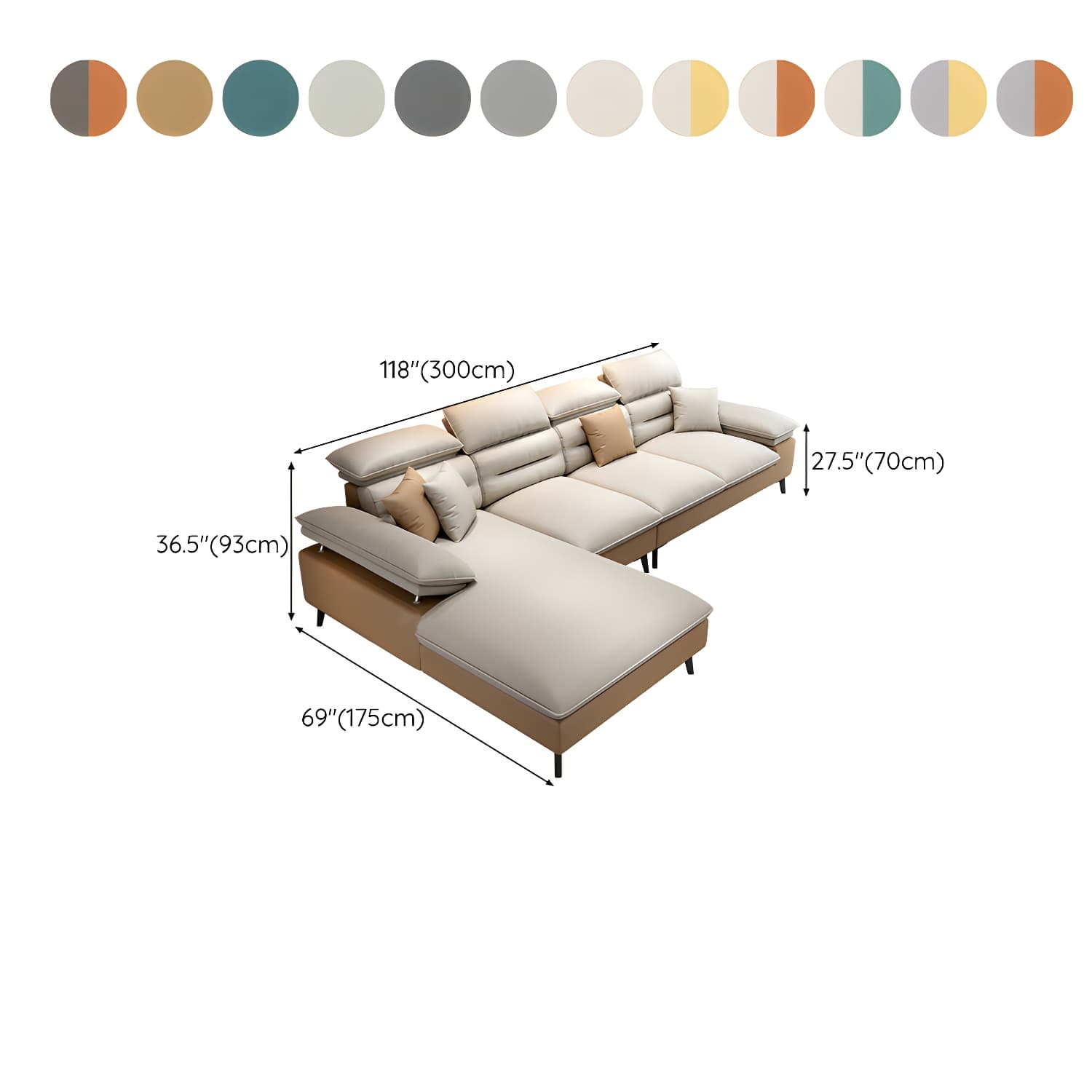 Modern L-Shape Sofa Chaise in Tech Cloth with Stationary Design and 3 Piece Set thumbnail 24