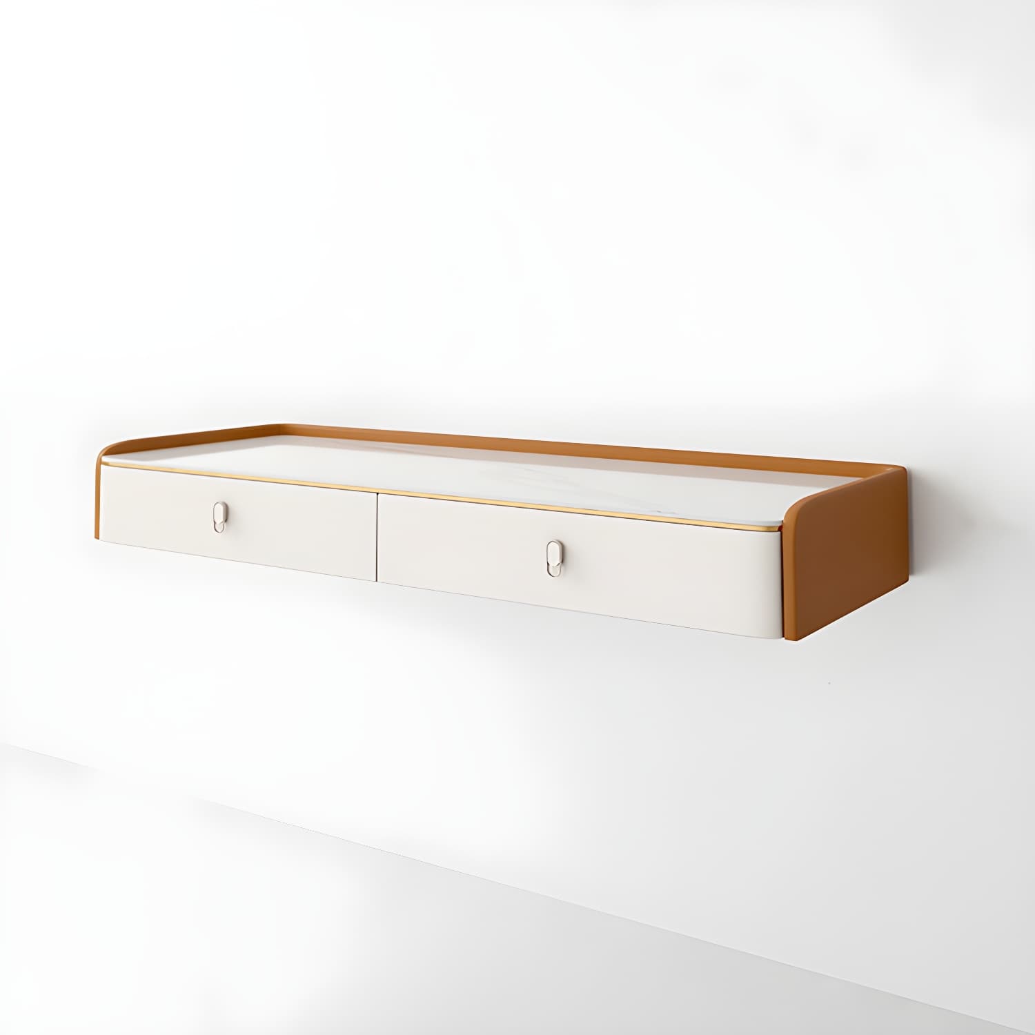 Glam Style Off-white Slate Countertop Wall Mounted with 1/2 Drawer Dresser thumbnail 5