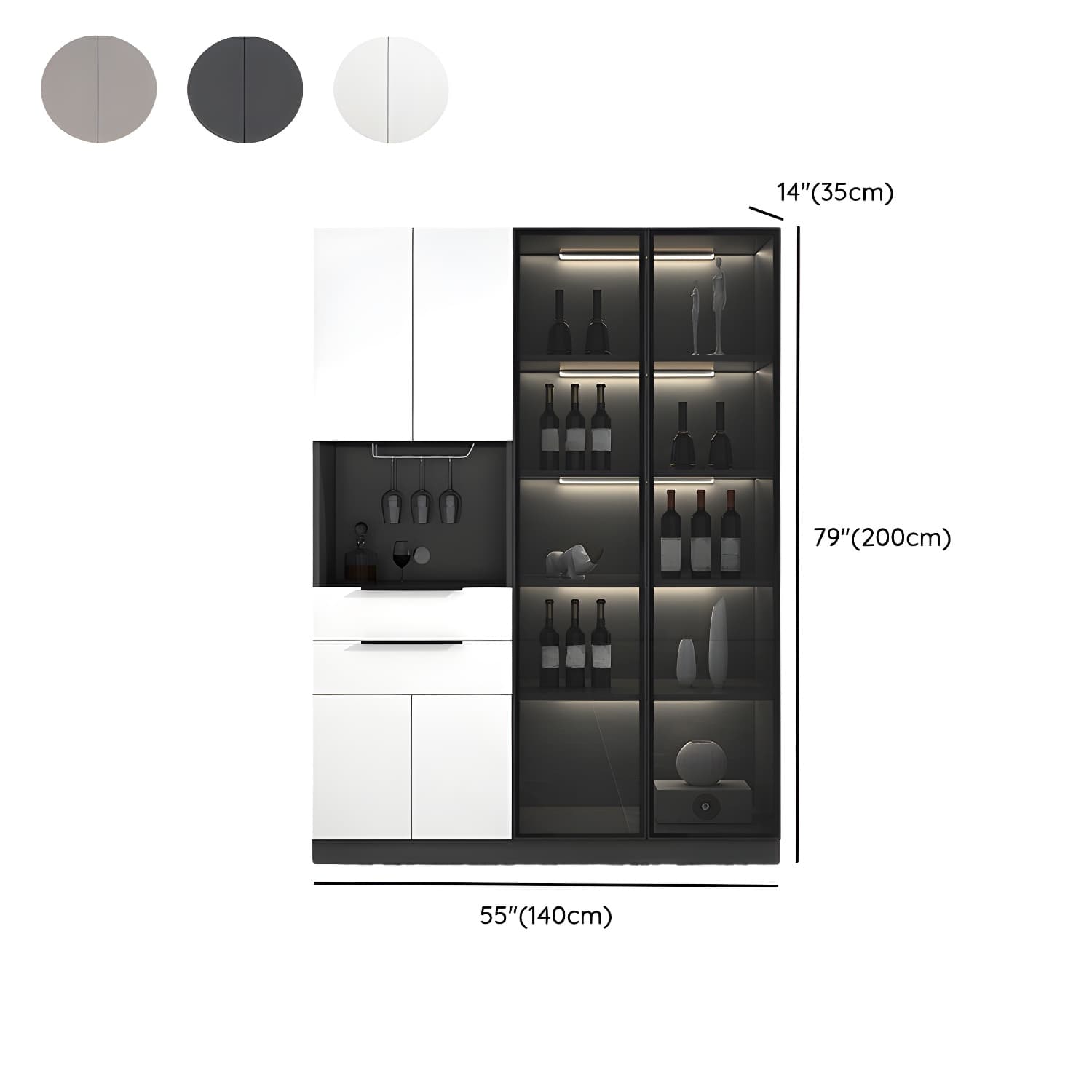 Luxurious Dark Wood Sideboard with Glass Doors and Elegant Stemware Rack thumbnail 18
