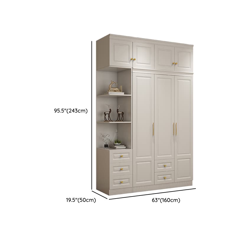 White Minimalist Lumber Wardrobe Closet with Soft Close Drawer, Soft Close Door, Interior Shelves, and Clothing Rod thumbnail 25