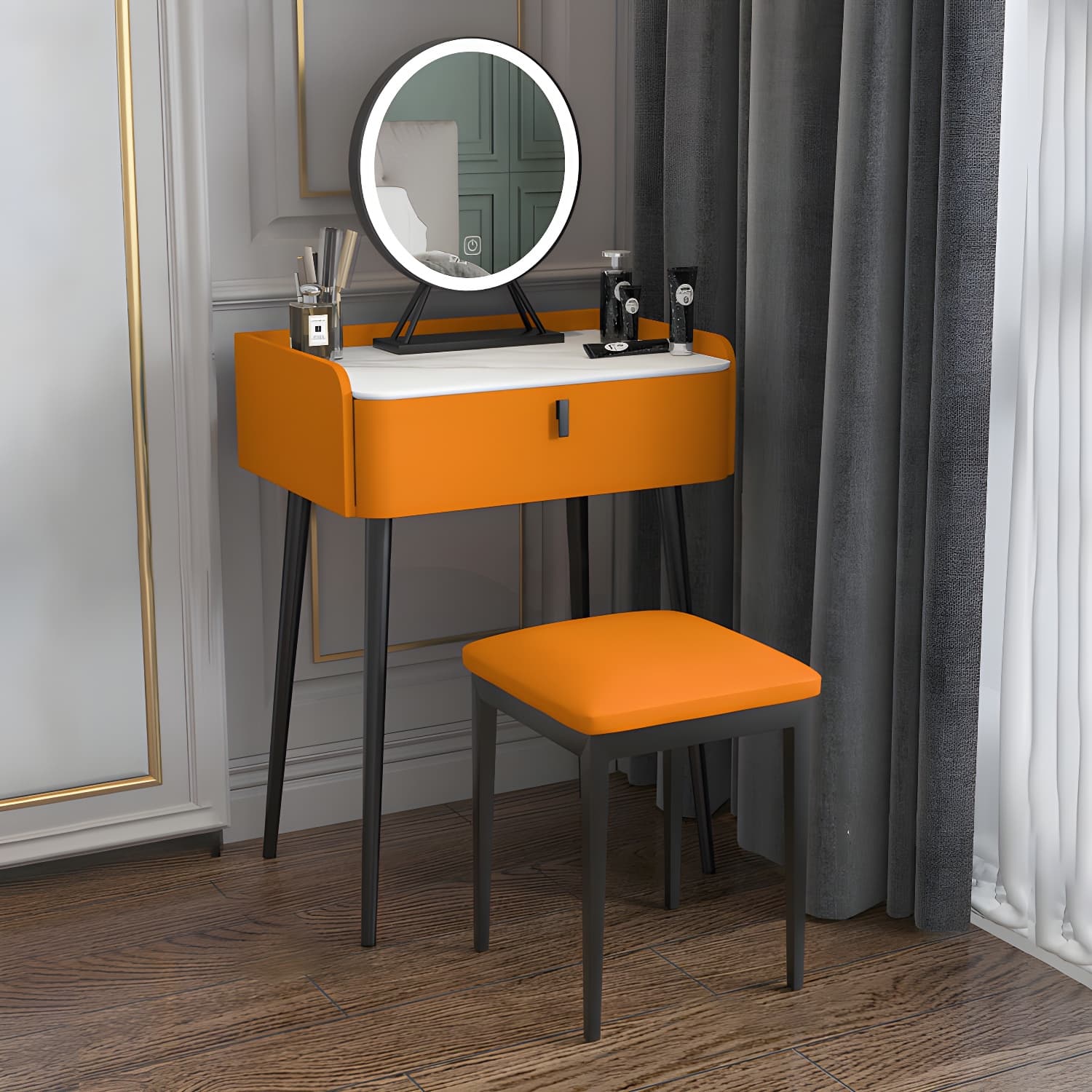 15" Wide Contemporary Make-up Vanity Mirror Dressing Table with Drawer thumbnail 5