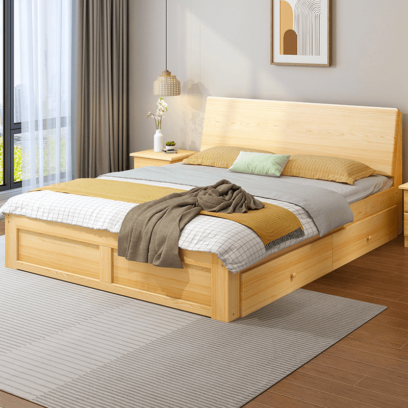 Casual Pine Wood Cabinet Bed/Pallet Bed Frame with 2 Drawers thumbnail 3