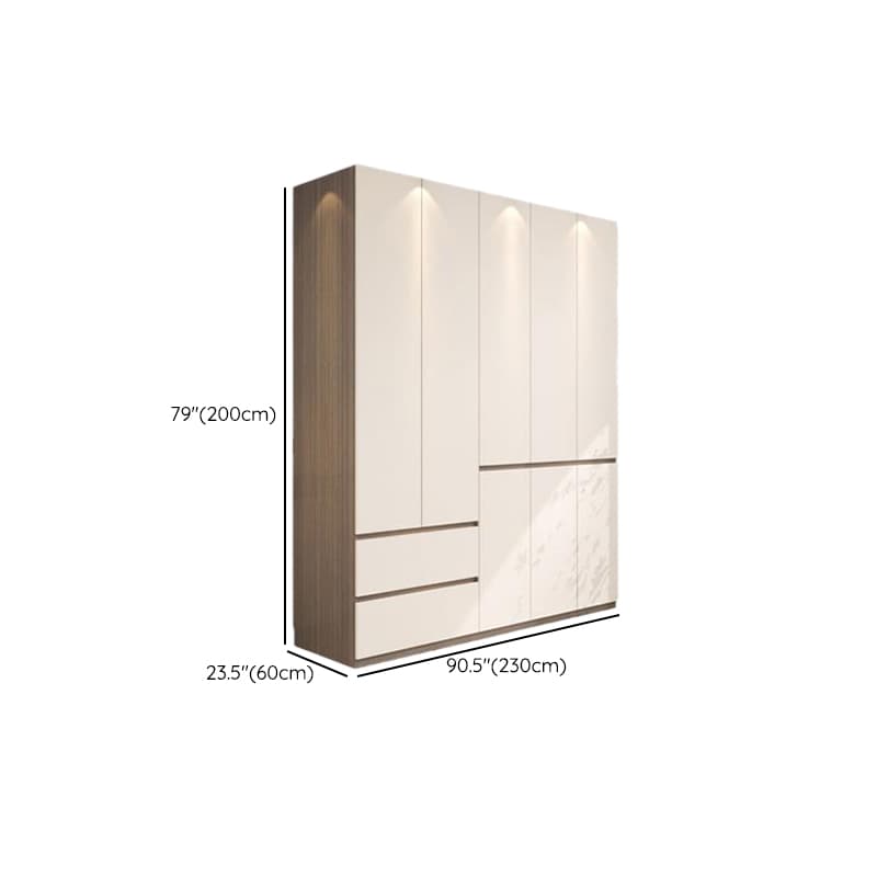 Beige Modish Armoire Cabinet in Manufactured Wood with Soft Close Drawer, Soft Close Door, Interior Shelves, and Clothing Rod thumbnail 37