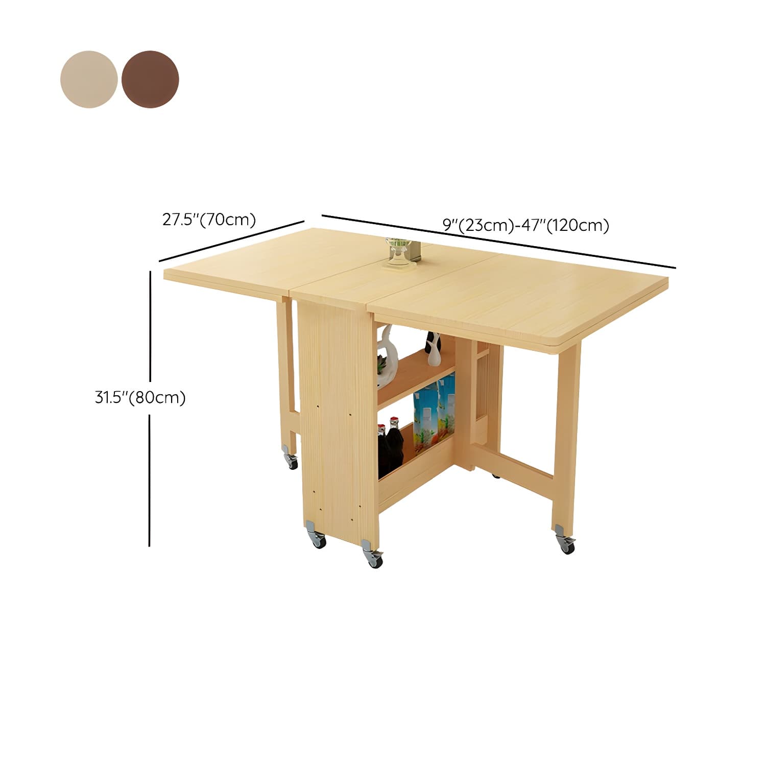 Modern Rectangular Wood Dining Table with Pedestal Base, Seats 4, Drop Leaf Design thumbnail 13