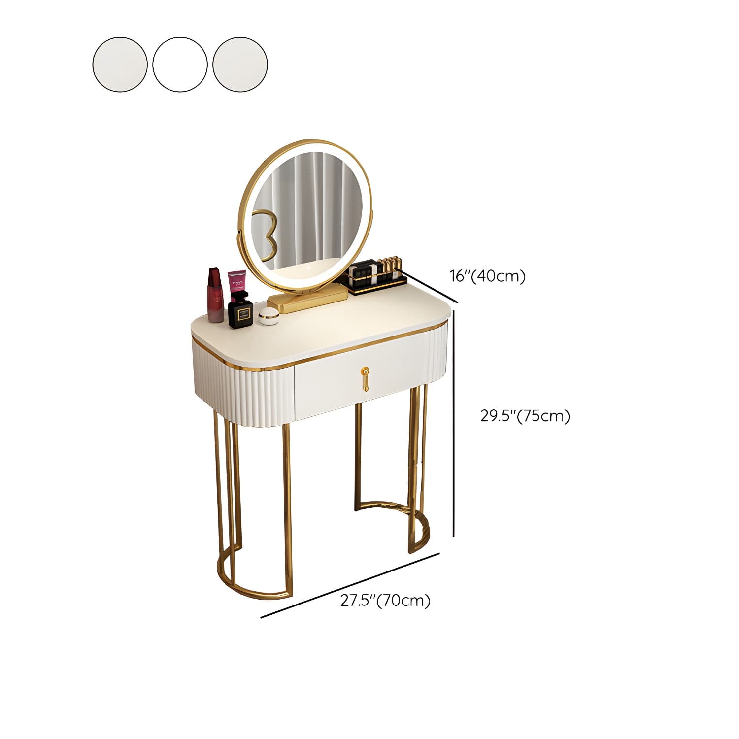 Glam 29.52" Height Makeup Vanity Set with Drawer and Mirror Vanity thumbnail 23
