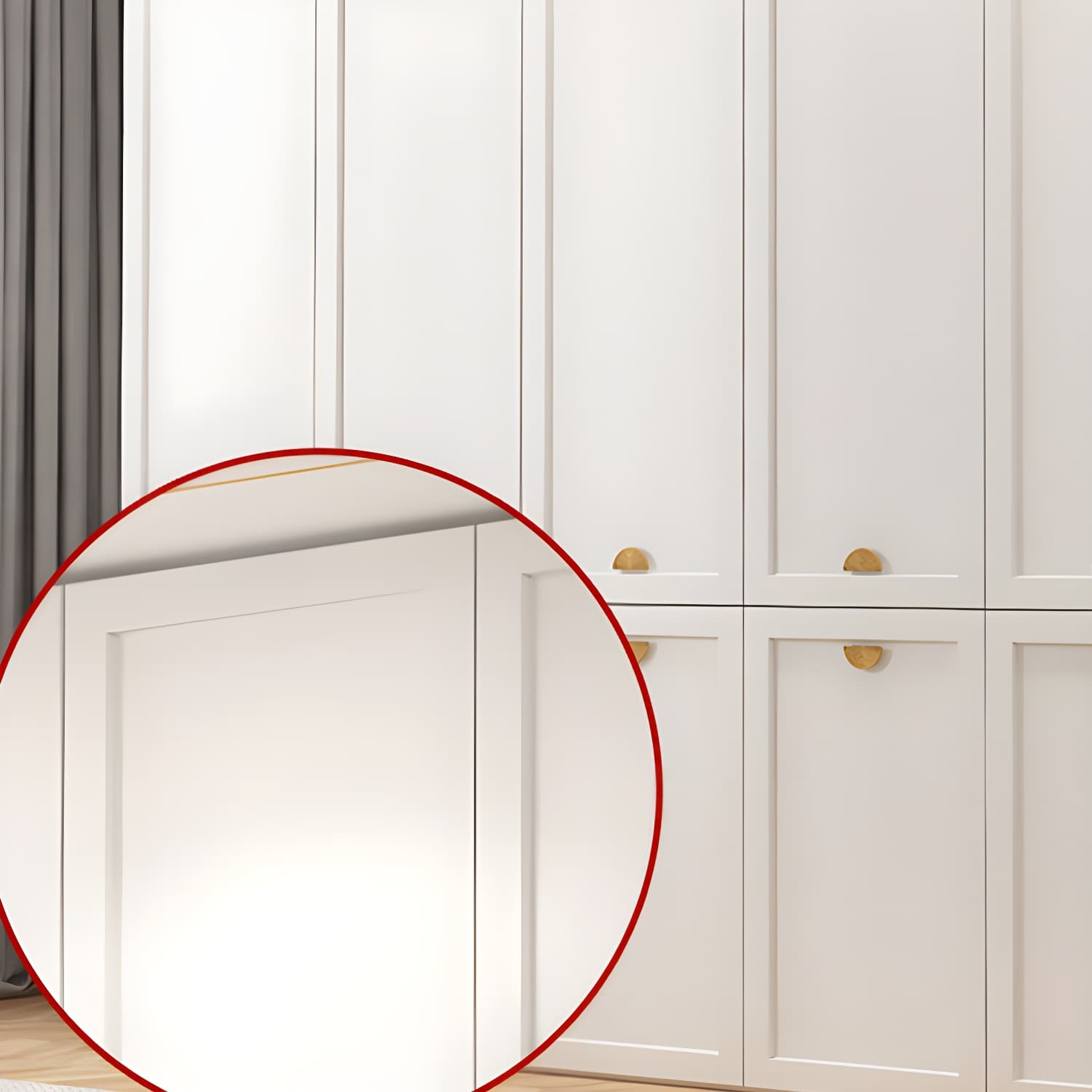 Modern Solid Color Shelves Hinged Doors Cloth Rod Included Cabinet in Beige thumbnail 6
