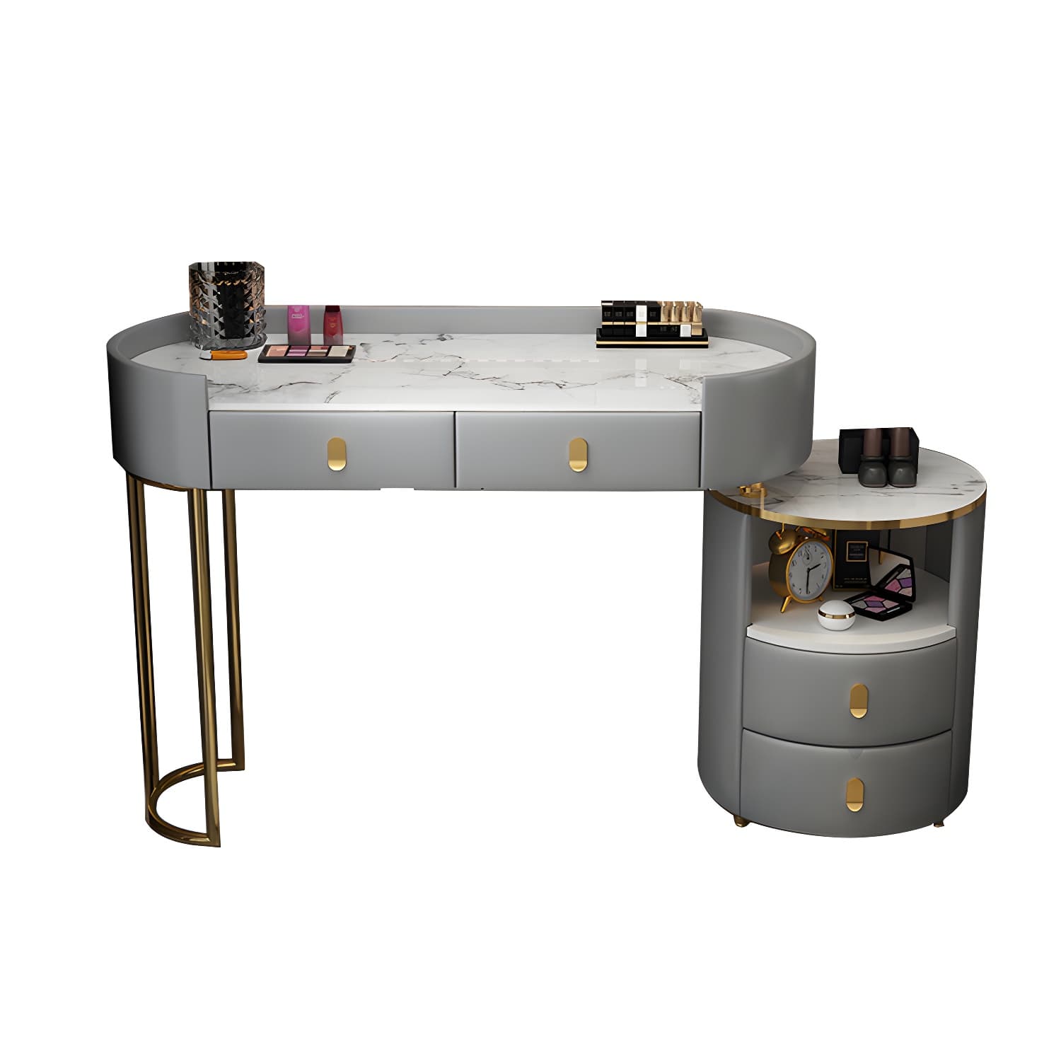 Wooden Makeup Vanity Desk Lighted Mirror Vanity Dressing Table Set with Drawer thumbnail 16