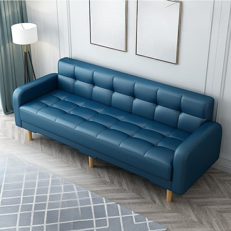 Square Arm Foldable Convertible Sofa with Biscuit Back for Living Spaces thumbnail 2