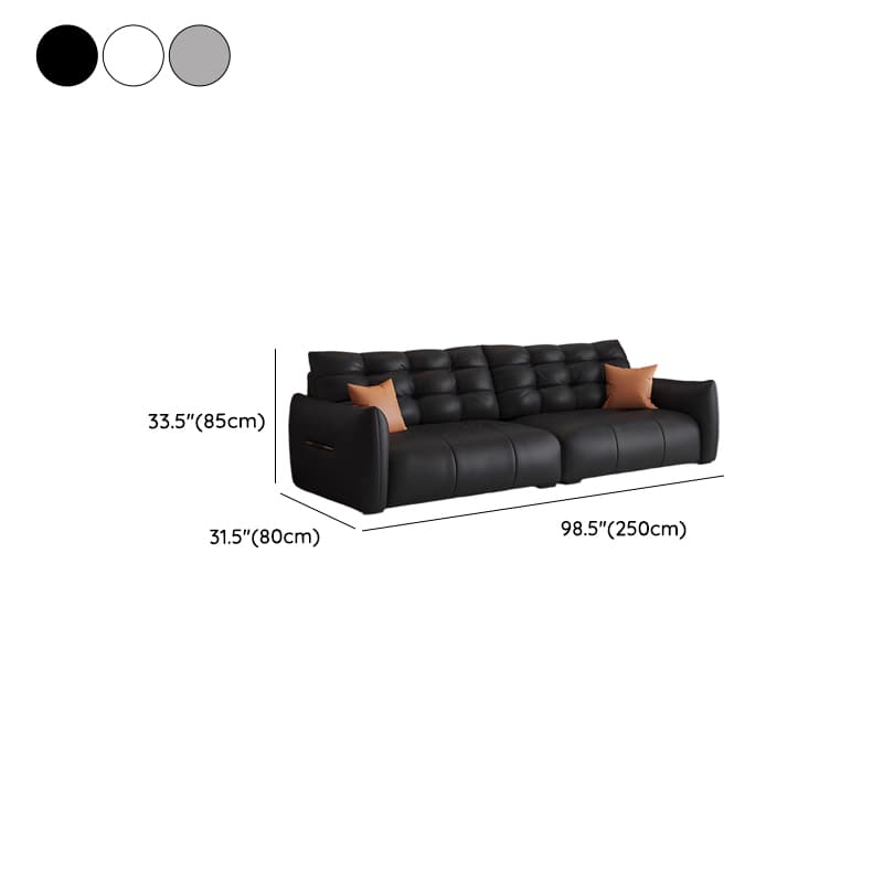 Tear Resistant Standard Sofa with Pu/Flannel Upholstery in Black/White/Light Green thumbnail 14