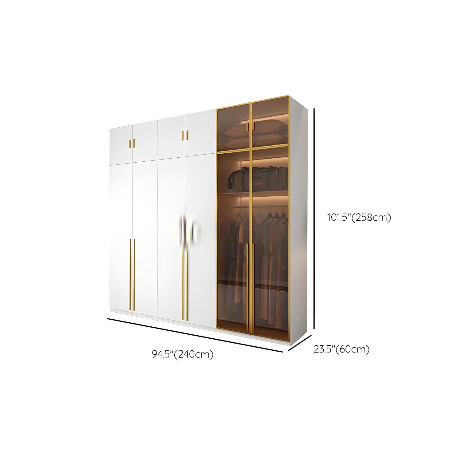 Modern White Wood Frame Wardrobe Armoire Freestanding Wardrobe with Soft Close Drawers thumbnail 25