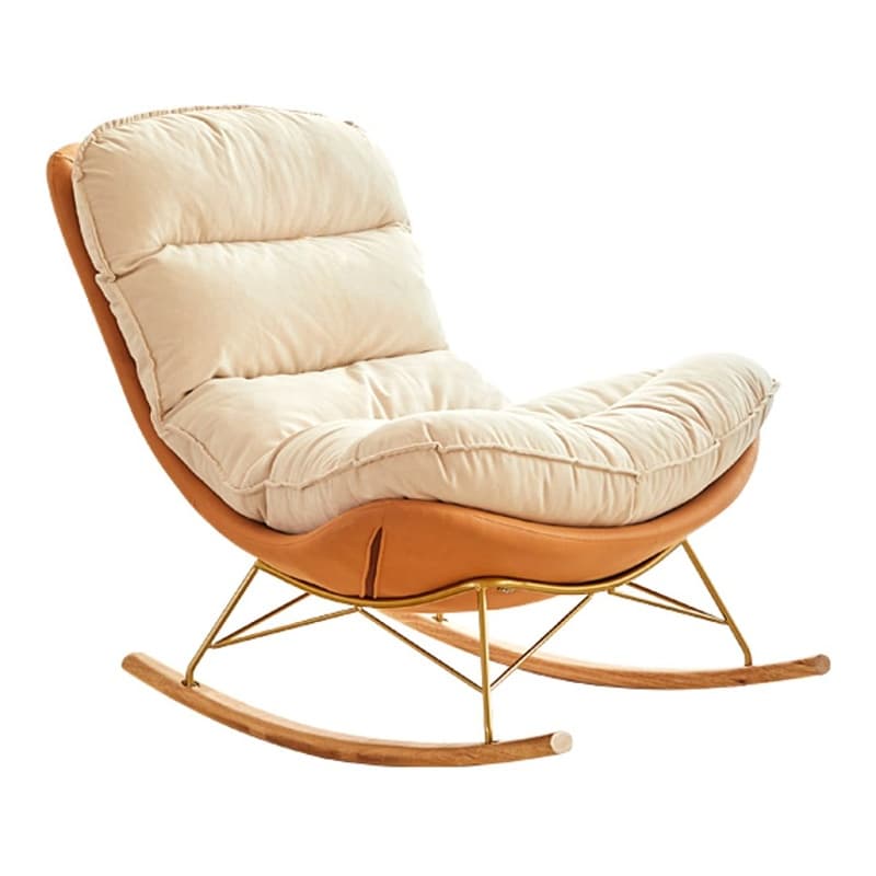 Trendy Faux Leather Upholstered Rocking Chair Couch with Footstool , Spindle Back and Resistant To Dirt thumbnail 10