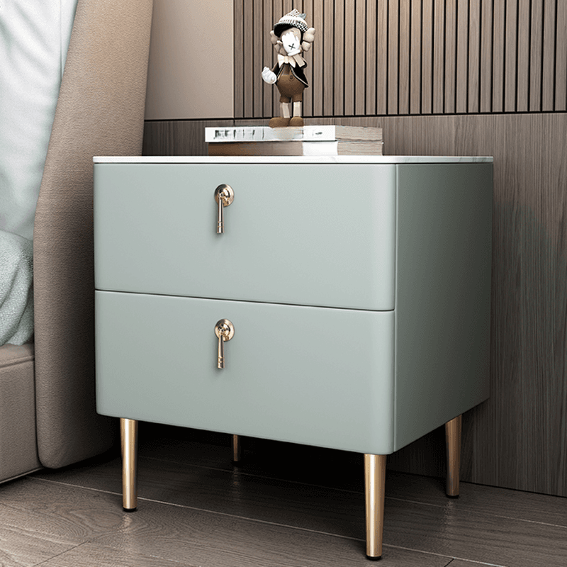 Minimalist 2-Drawer Stone Countertop Bedside Cabinet with Legs thumbnail 5