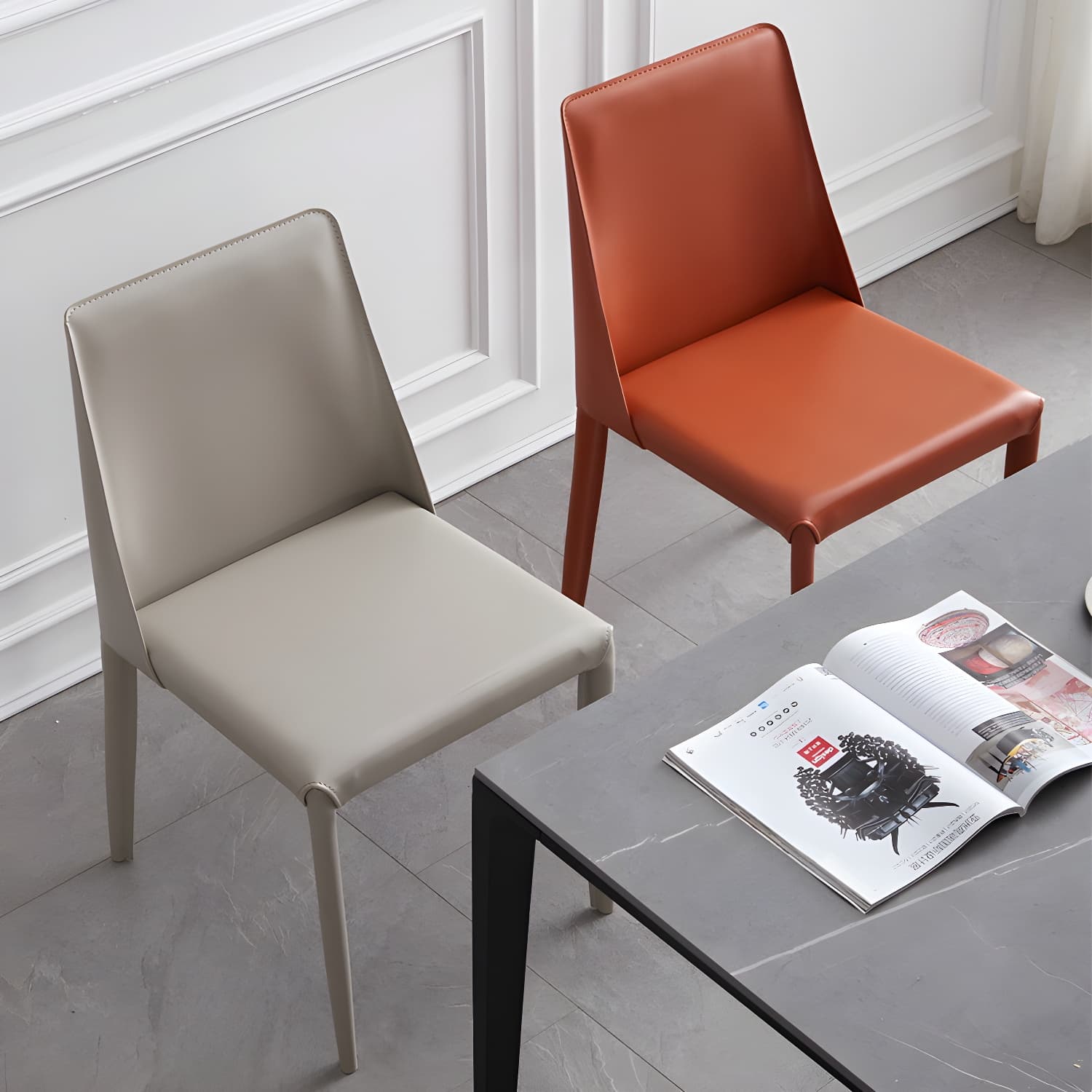 Modern Metal Dining Room Chairs Armless Leather Dining Chair for Restaurant thumbnail 11