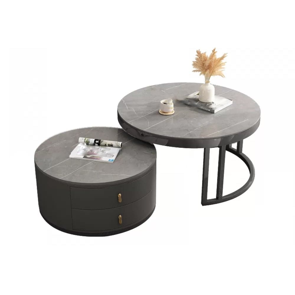 Round Nesting Coffee Table Set Frame Modern Storage Coffee Table thumbnail 4