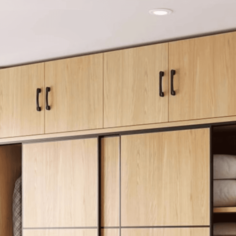 Natural Finish Modern Timber Self-supporting Wardrobe with Soft Close Drawer, Soft Close Door, and Clothing Rod thumbnail 3