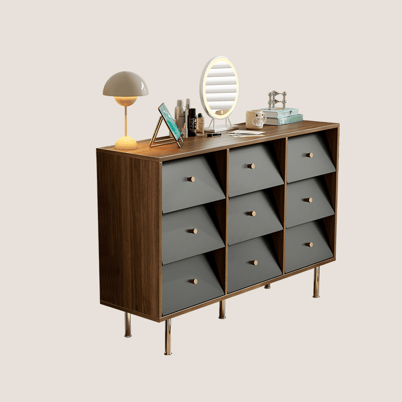 Casual Composite Wood Console Dresser with 6/9 Drawers in Vertical/Horizontal Orientation