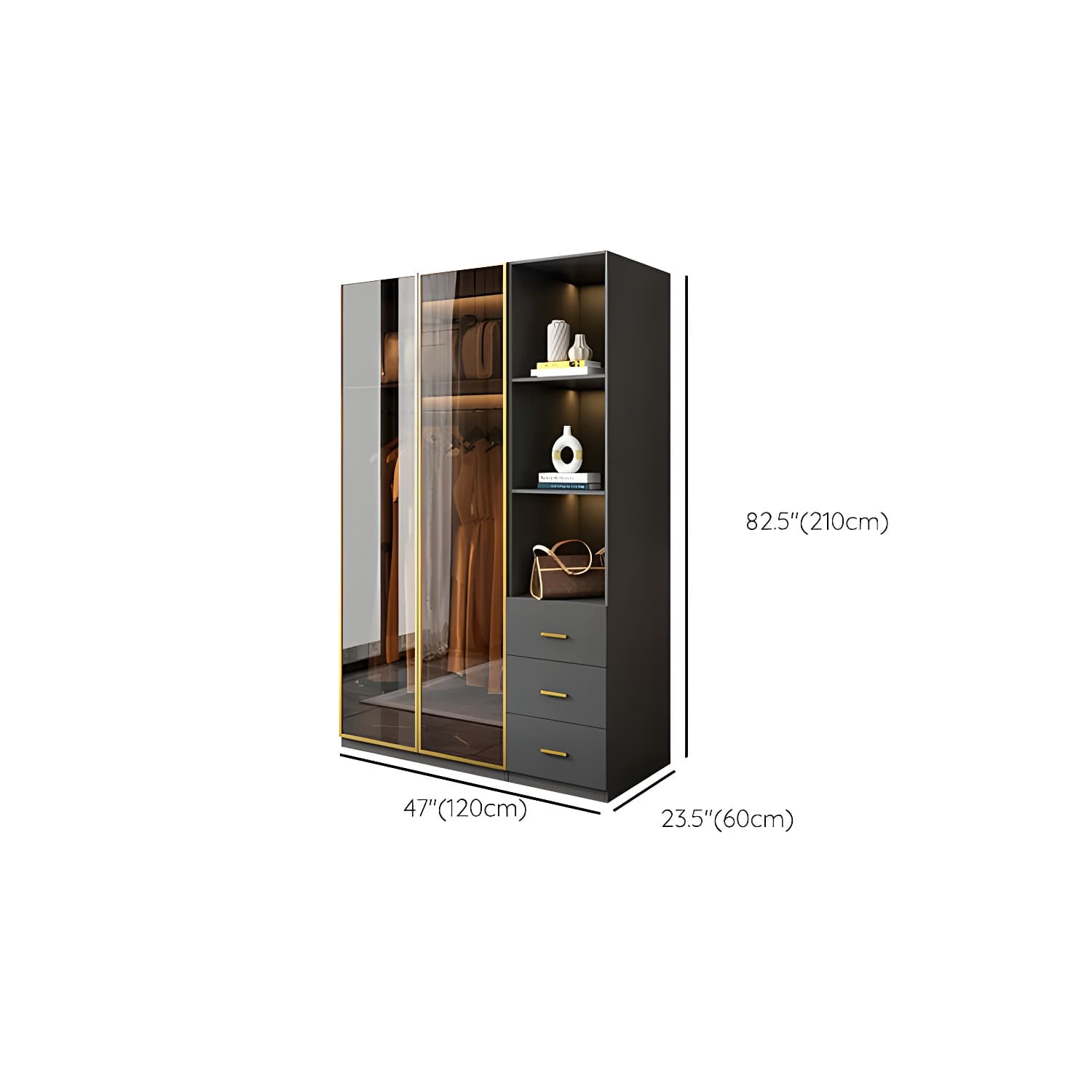 Modern Glass Wardrobe Wardrobe Armoire Wardrobe Cabinet for Home thumbnail 18