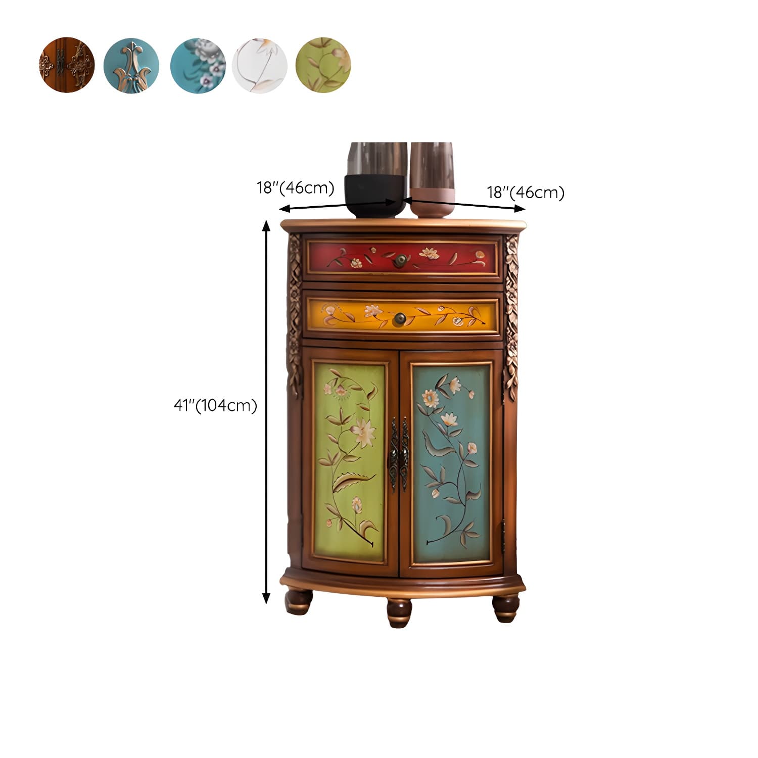 Rustic Corner Accent Cabinet with Wood Counter Top, Drawers, and Cabinet, Small Size thumbnail 13