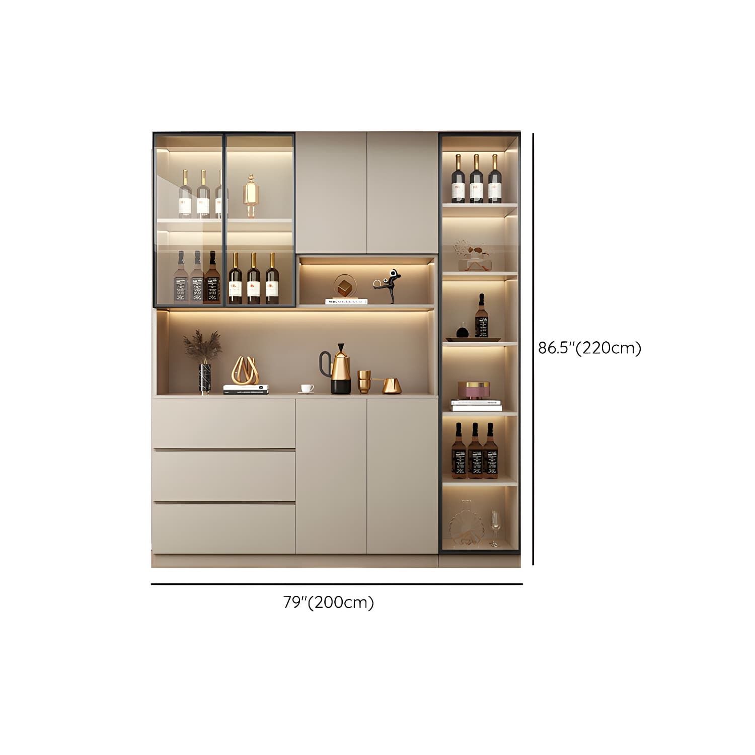 Contemporary Champagne Engineered Wood Shelves Included Sideboard with Doors thumbnail 19