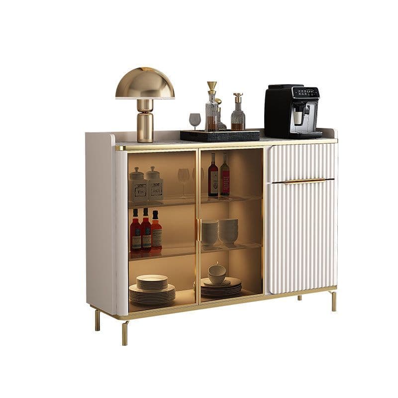 Floor Server/Buffet Table in Slab for Living Room with Glass Doors and Slate Countertop in a Luxurious Style thumbnail 5