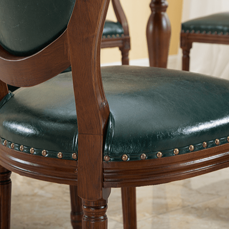 French Sturdy King Louis Back Upholstered Arm Chair/Side Chair with Nailhead Accent, Foot Pads and Weathered Wood Base thumbnail 24