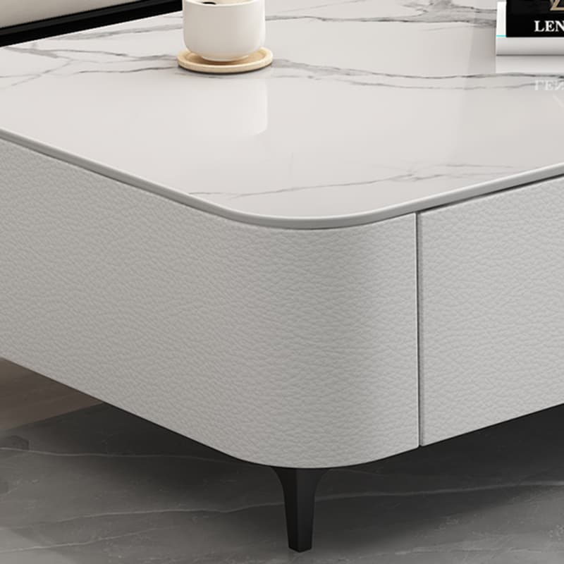 Four Leg Non-Upholstered Modern Metal Coffee Table with Storage and Drawers Standard Size thumbnail 9