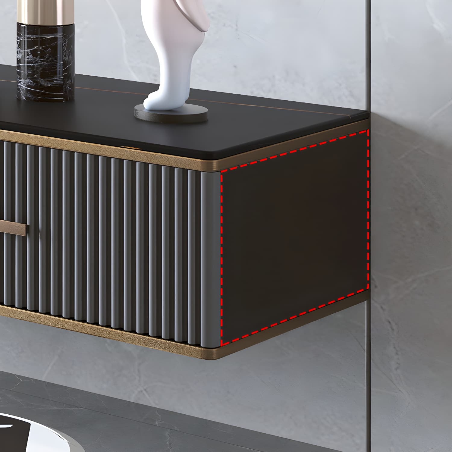 2 Drawers Contemporary TV Stand Stone Wall-mounted TV Cabinet thumbnail 10