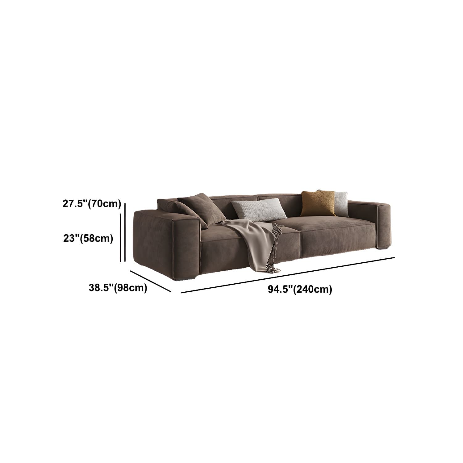 Brown Scandinavian Sectional/Sofa with Square Arm for Apartment thumbnail 14