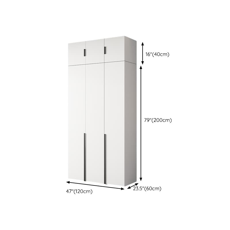 White Wood Wardrobe Armoire with Hinged Doors and Shelves Included thumbnail 17
