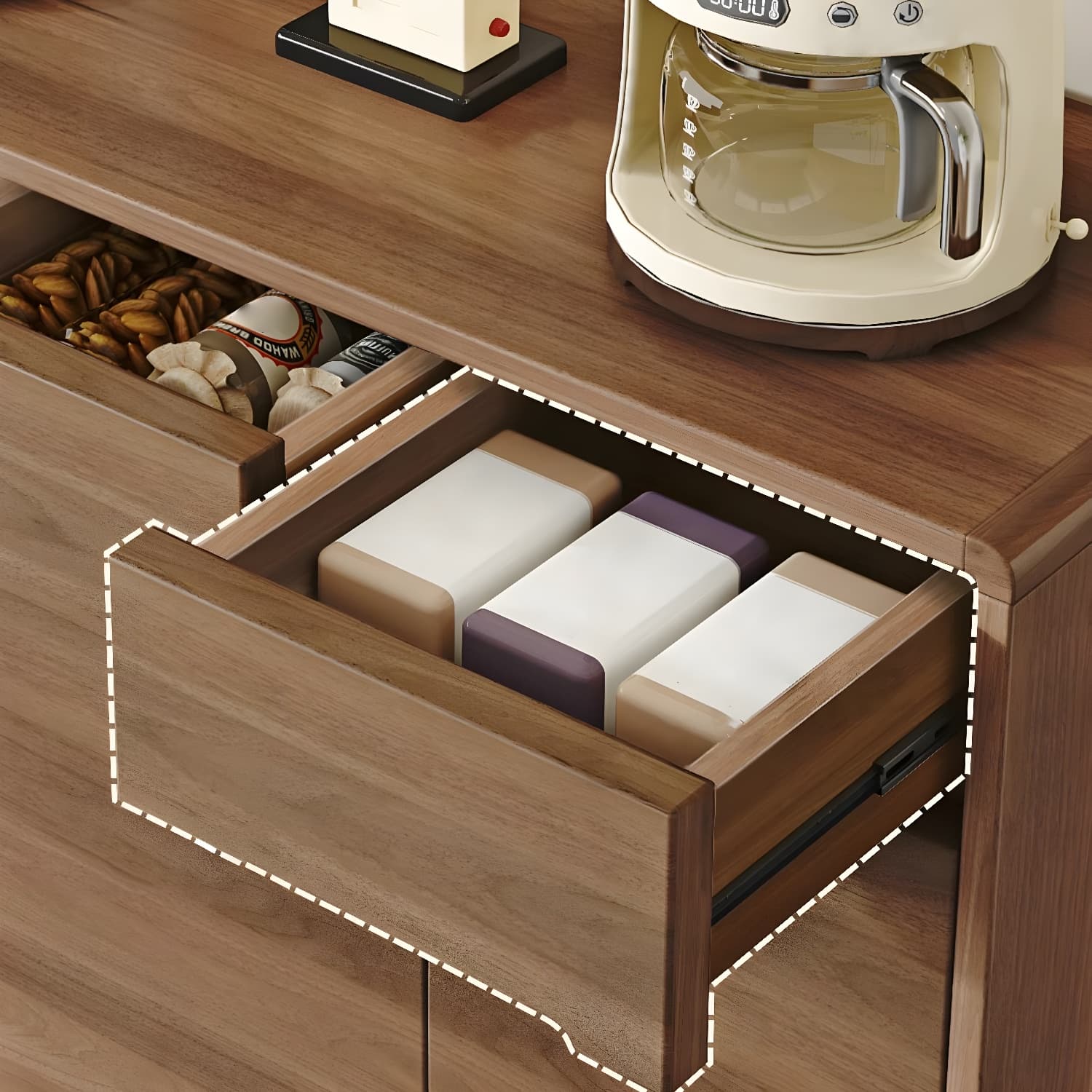 Contemporary Engineered Wood Free-standing Sideboard with Glass Door and Adjustable Shelves thumbnail 8
