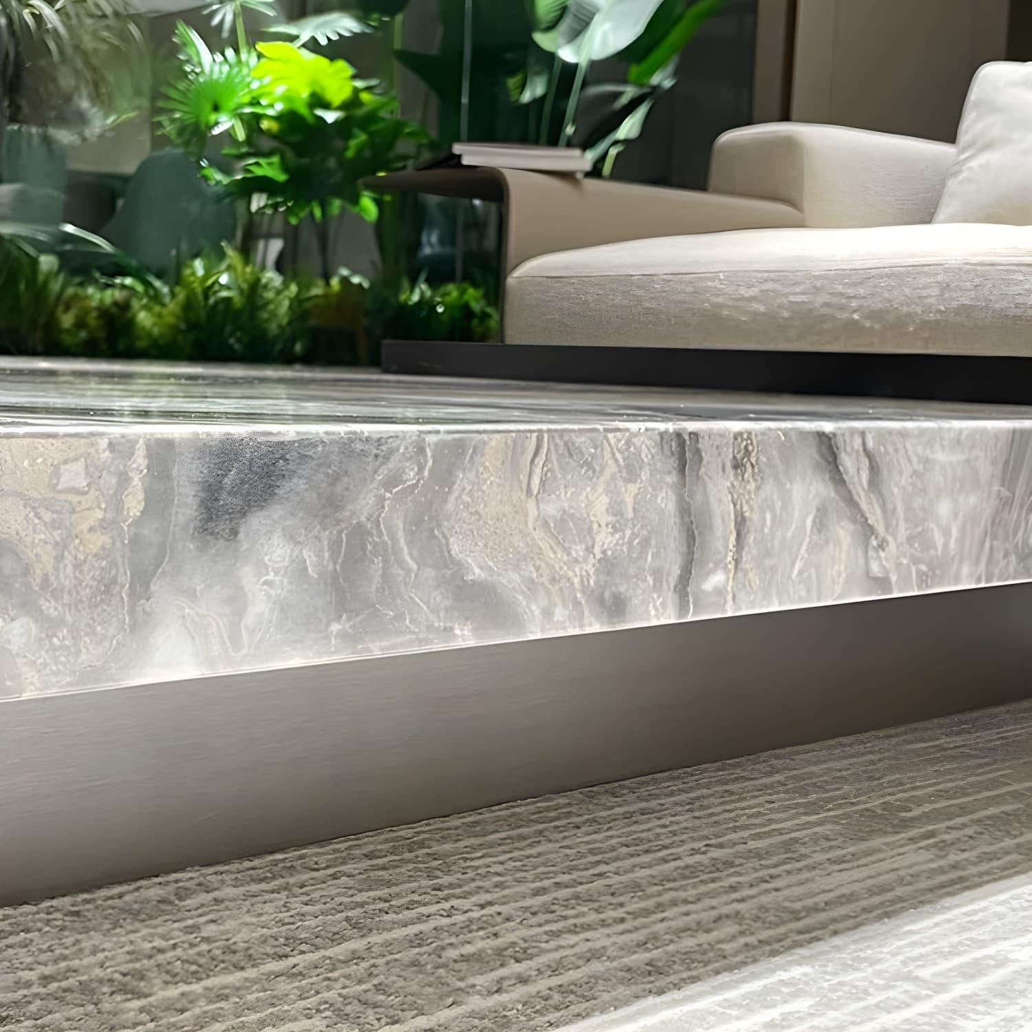 No Distressing Coffee Table Pedestal Faux Marble Square Cocktail Table thumbnail 8