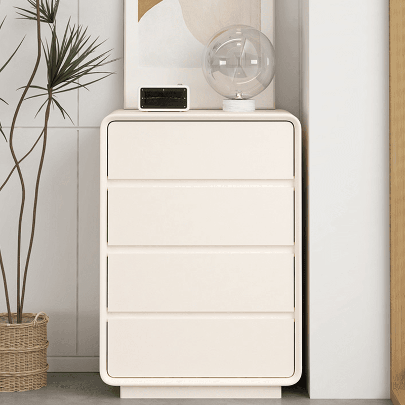 Chalk Minimalist Hardwood Console Dresser with 6 Drawers, Horizontal Orientation