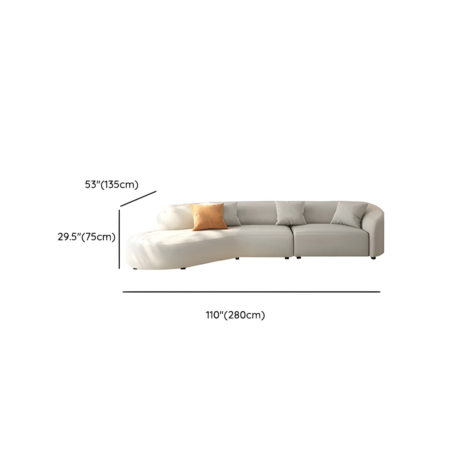 Modern Beige Tech Cloth Stationary Sectional Sofa with Wood Frame and Flared Arms thumbnail 16