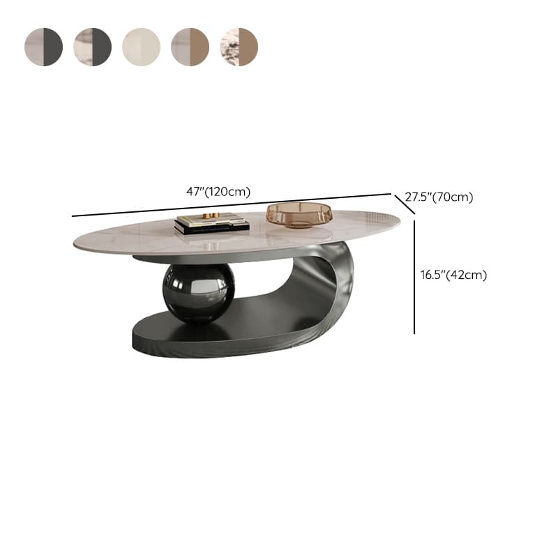 Luxurious Abstract Base Coffee Table with Elliptic Scratch-Resistant Stone Top thumbnail 13