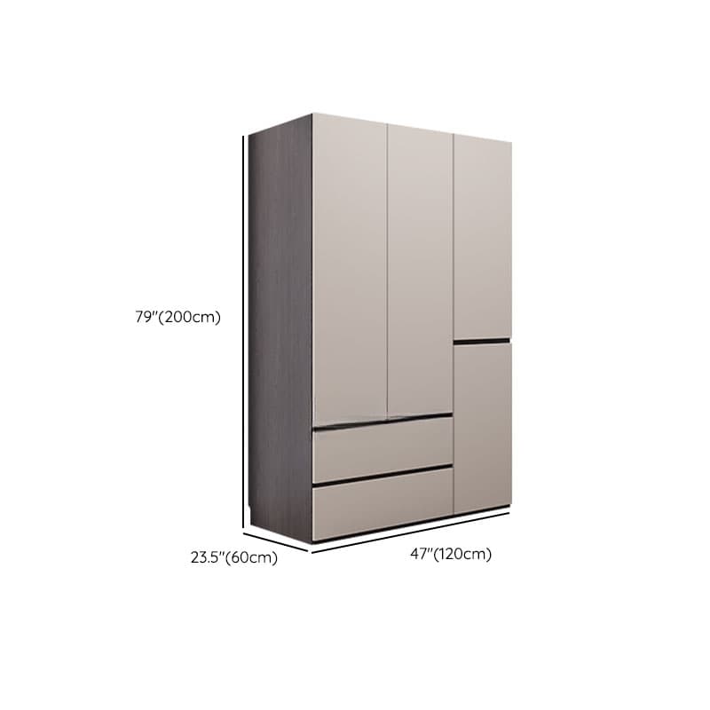 Light Gray Modish Manufactured Wood Independent Armoire Cabinet with 2 Drawers/4 Drawers, Interior Shelves, and Clothing Rod thumbnail 8