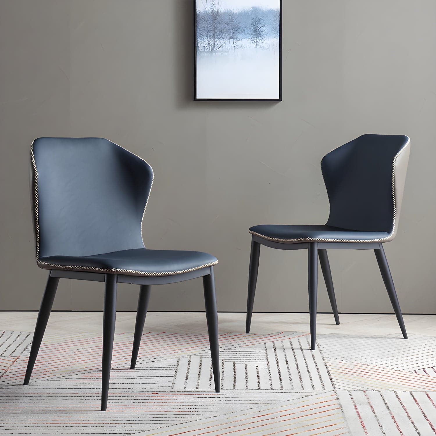 Modern Leather Home Side Chair Wingback Matte Finish Dining Chair thumbnail 16