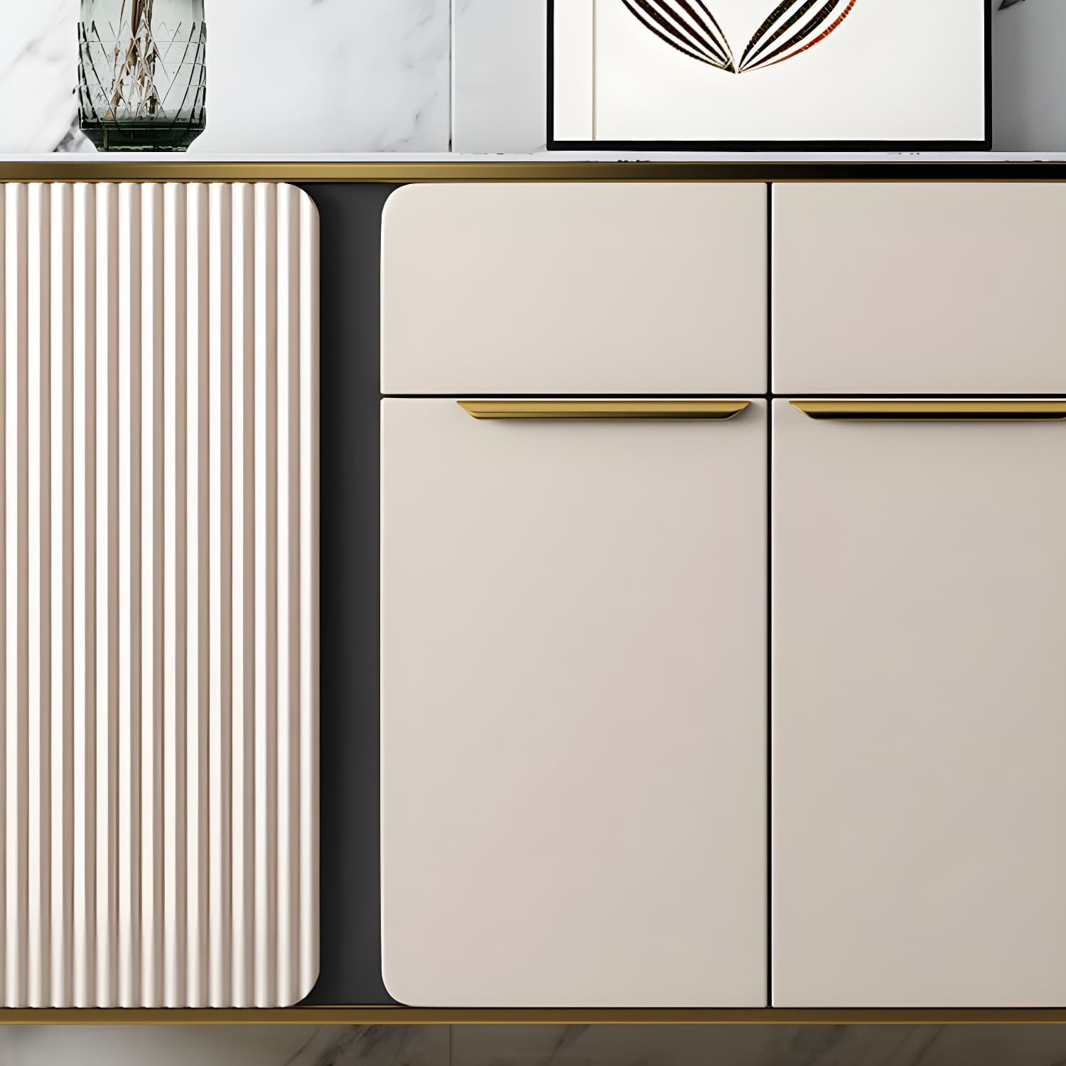 Modernism Sideboard 2 Drawers Server Cabinet with Storage for Dining Room thumbnail 6