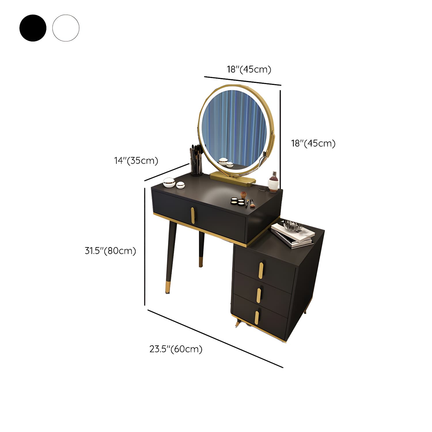 Contemporary Make-up Vanity with Wooden Top and Drawers for Bedroom thumbnail 13