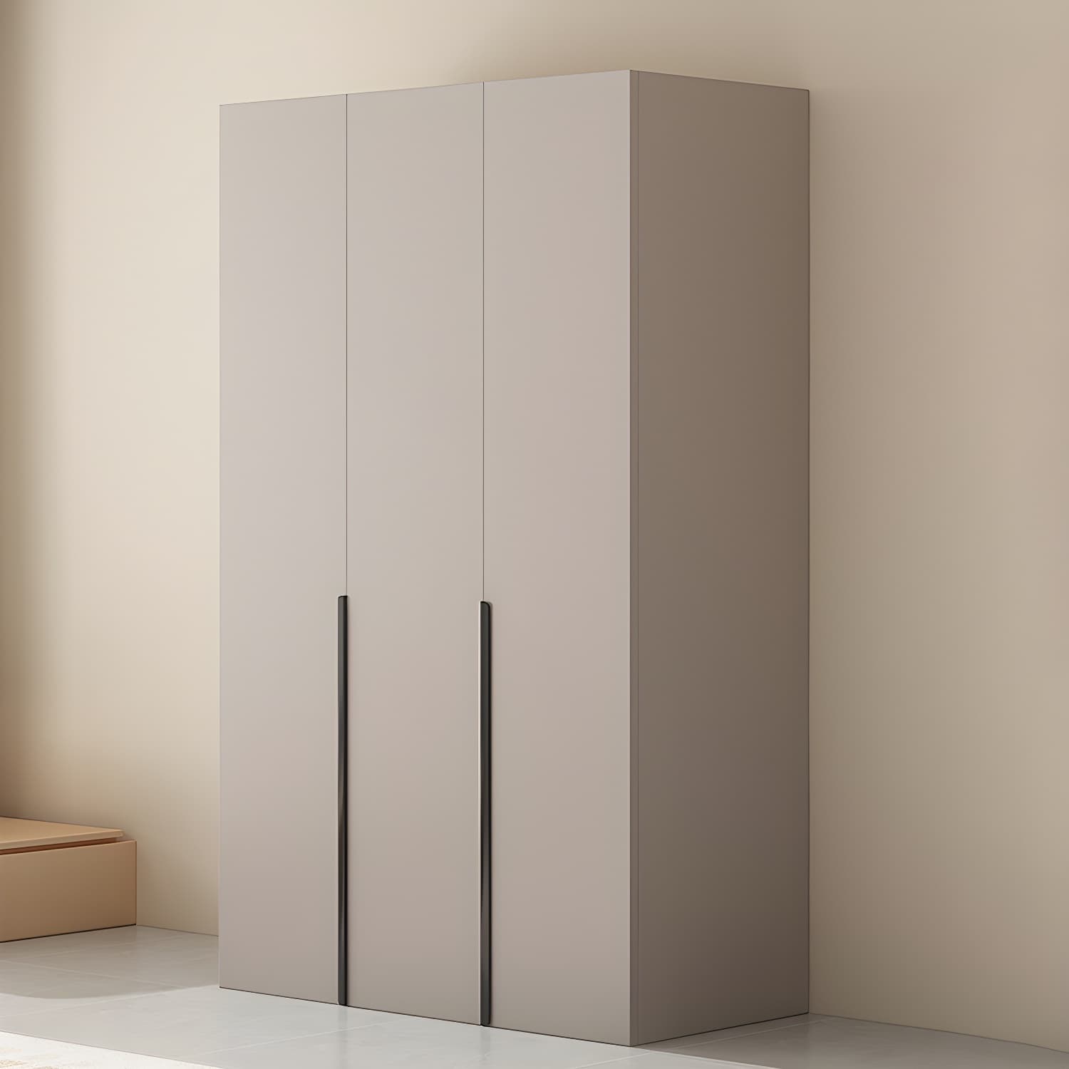 Modern Grey Wardrobe Armoire with Clothing Rod & Adjustable Shelves thumbnail 2