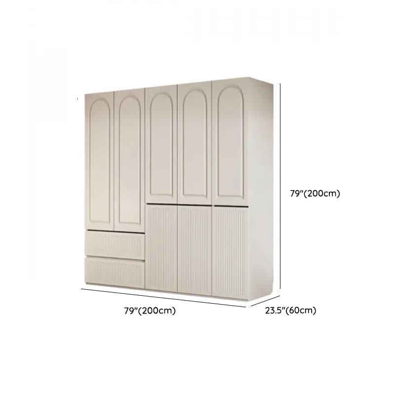 White Minimalist Manufactured Wood Independent Wardrobe Closet with Soft Close Drawer, Soft Close Door, and Interior Shelves thumbnail 14