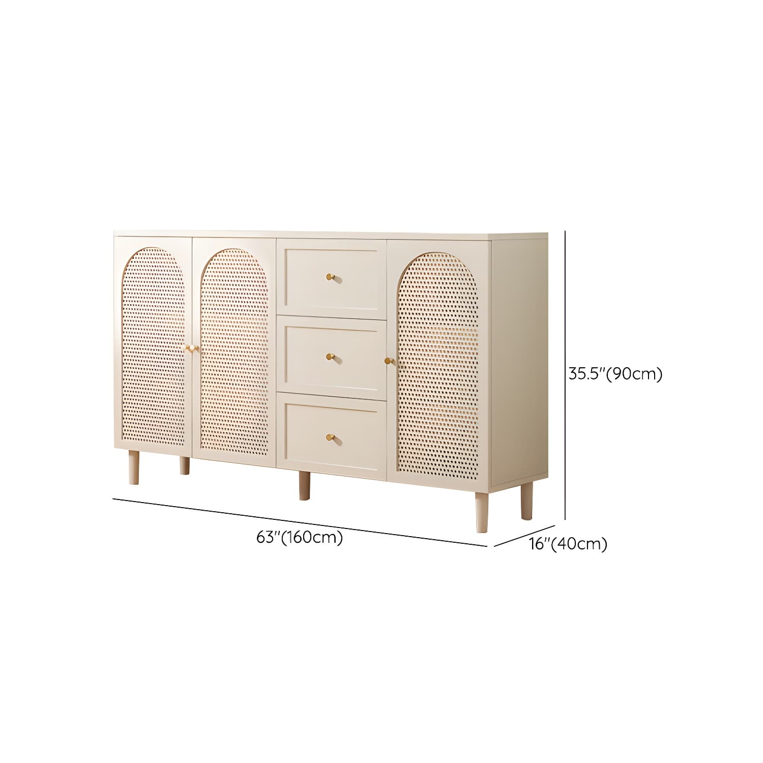 White Modern Wood Sideboard Credenza with Cabinets and Shelves Included thumbnail 21