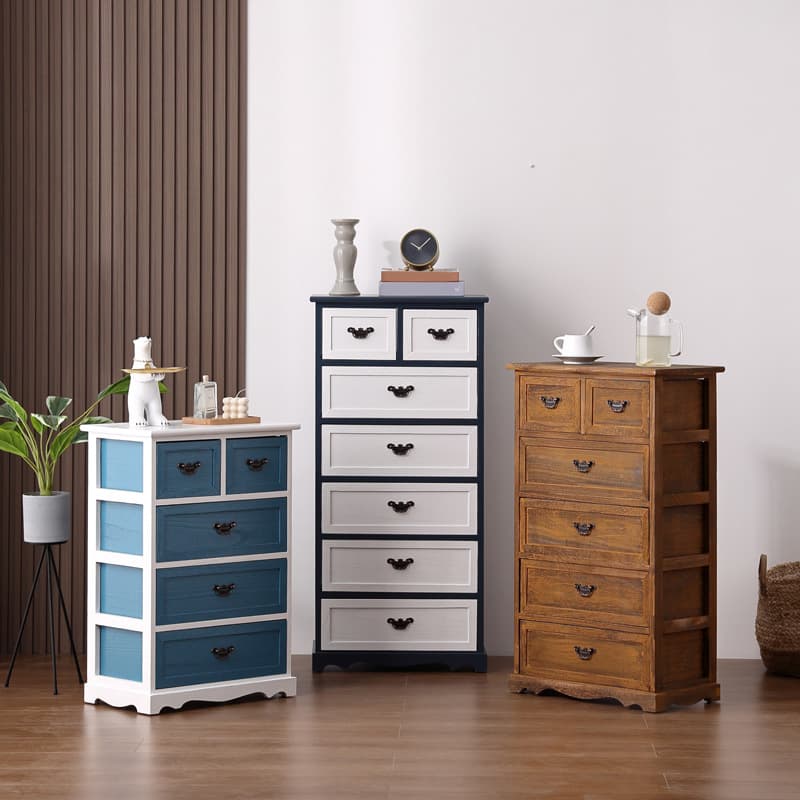 Minimalist Rectangle Brown/White Wood Top Accent Chest with Soft Close Drawer Living Room thumbnail 4