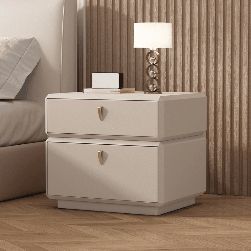 Organic Modern 2 Tiers Nightstand With Drawer Organization in Pleather thumbnail 5